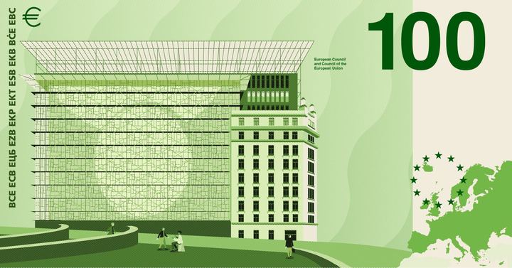 Designentwurf B (PunktFormStrich): 100 Euro, Rückseite