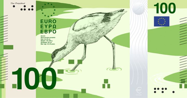 Designentwurf B (PunktFormStrich): 100 Euro, Vorderseite