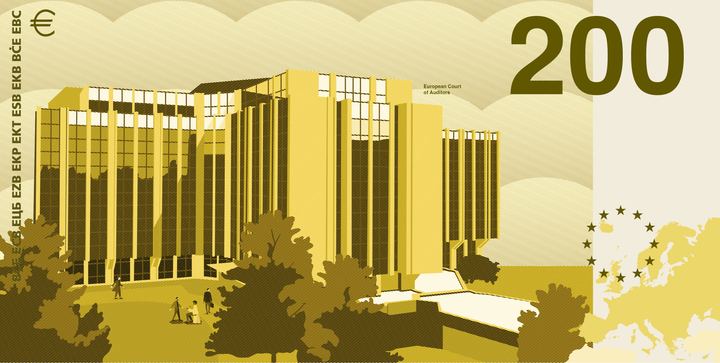 Designentwurf B (PunktFormStrich): 200 Euro, Rückseite