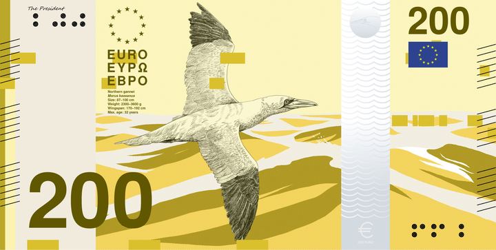 Designentwurf B (PunktFormStrich): 200 Euro, Vorderseite