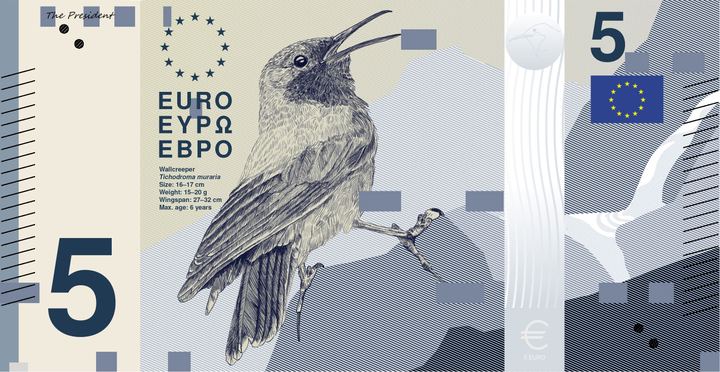 Designentwurf B (PunktFormStrich): 5 Euro, Vorderseite