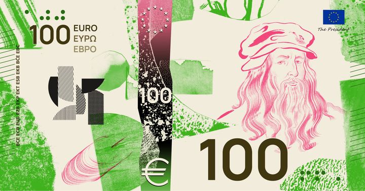 Designentwurf F (Jan Robert Dünnweller): 100 Euro, Vorderseite