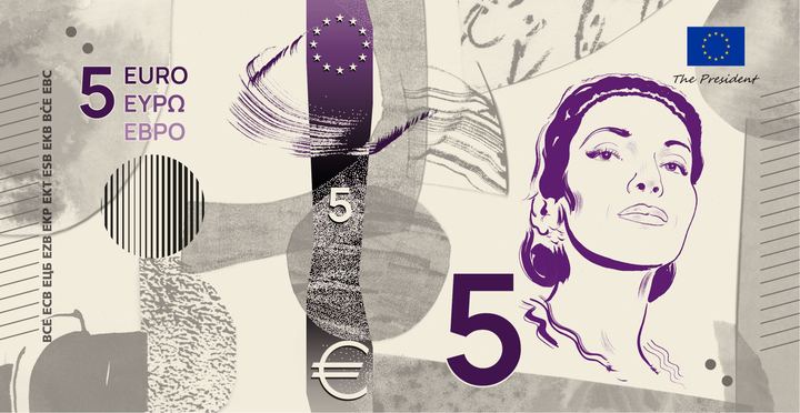 Designentwurf F (Jan Robert Dünnweller): 5 Euro, Vorderseite