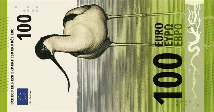 Designentwurf J (Ville Tietäväinen): 100 Euro, Vorderseite